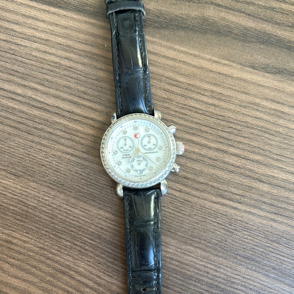 Michele diamond bezel watch